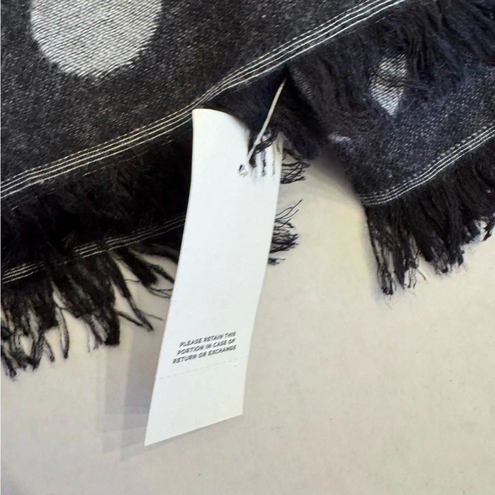 NEW LOFT Polka Dot Reversible Grey and Black Scarf Wrap Casual Cotton Blend NWT